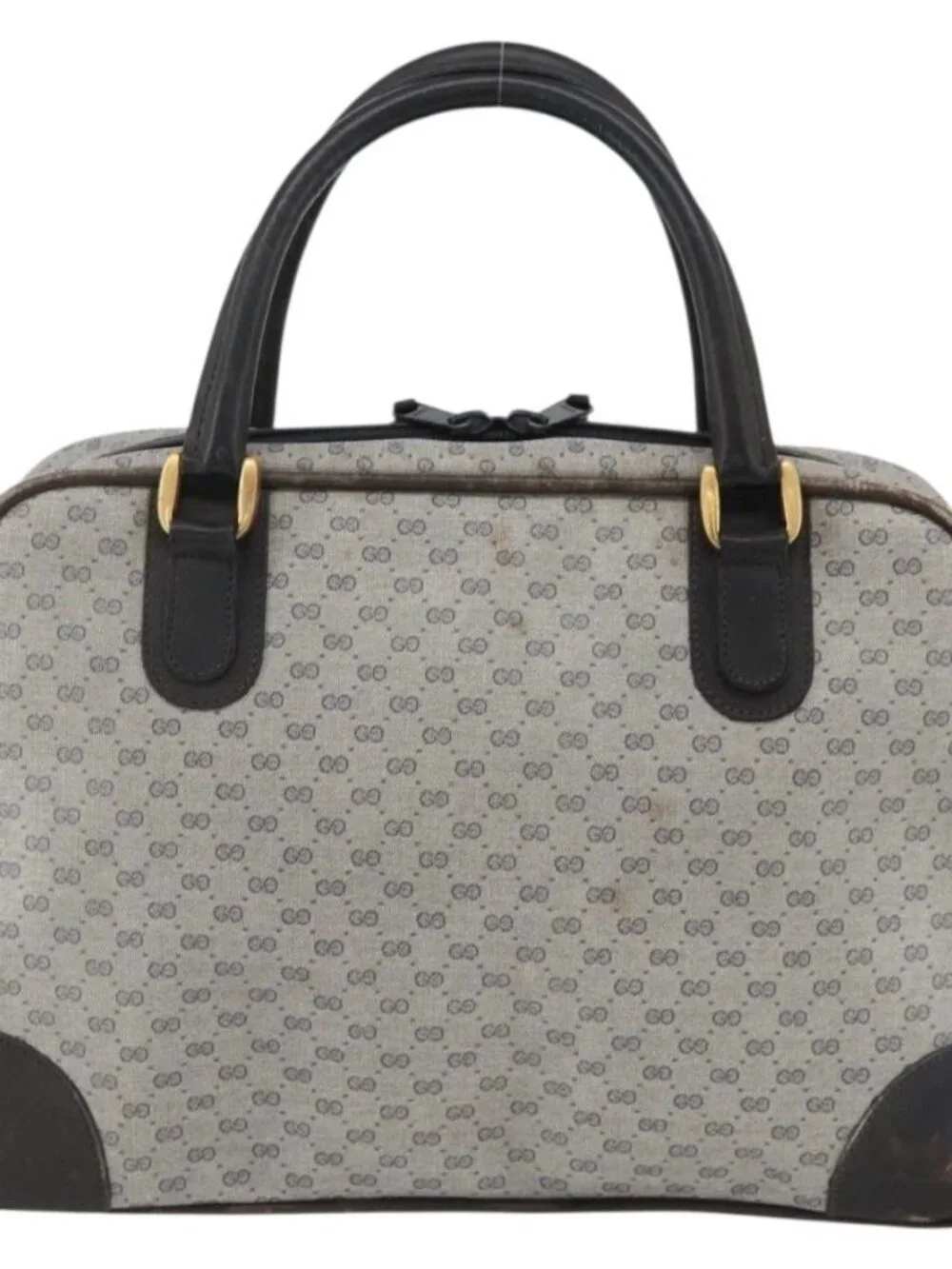 GUCCI Micro GG Supreme Hand Bag PVC Navy Gold 002 39 4330 Auth fm5279